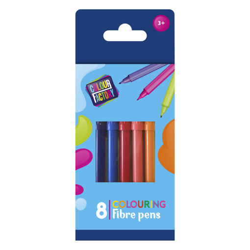 Picture of COLOUR FACTORY FIBRE TIP PENS 8 PACK